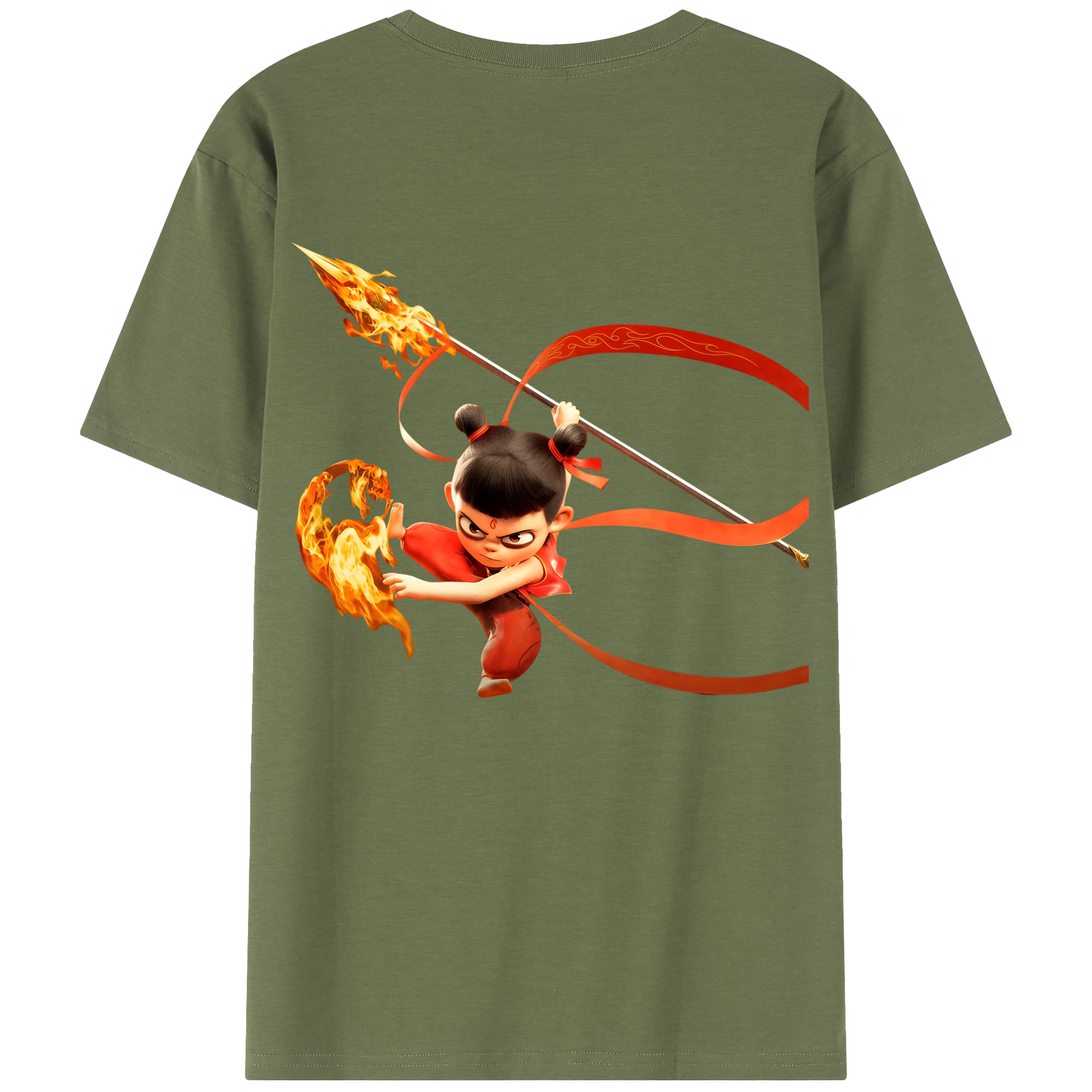 （画像用） Ne Zha 2 ナタ 魔童の大暴れ 綿100％半袖Tシャツ（背面プリント）